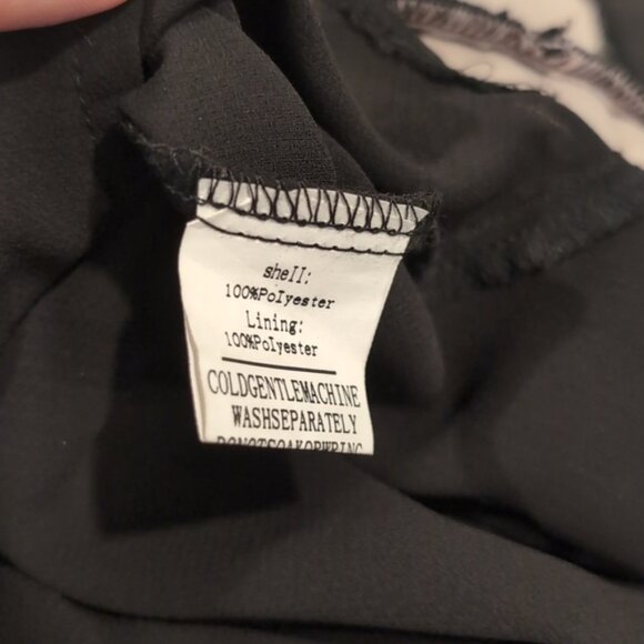 Saints + Secrets Lace Bodice Formal Maxi Dress Slit Chiffon Drop Waist Black - Picture 16 of 16